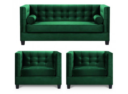 Sofagarnitur Couch Samt Polster couchen komplett set garnituren wohnzimmer grün